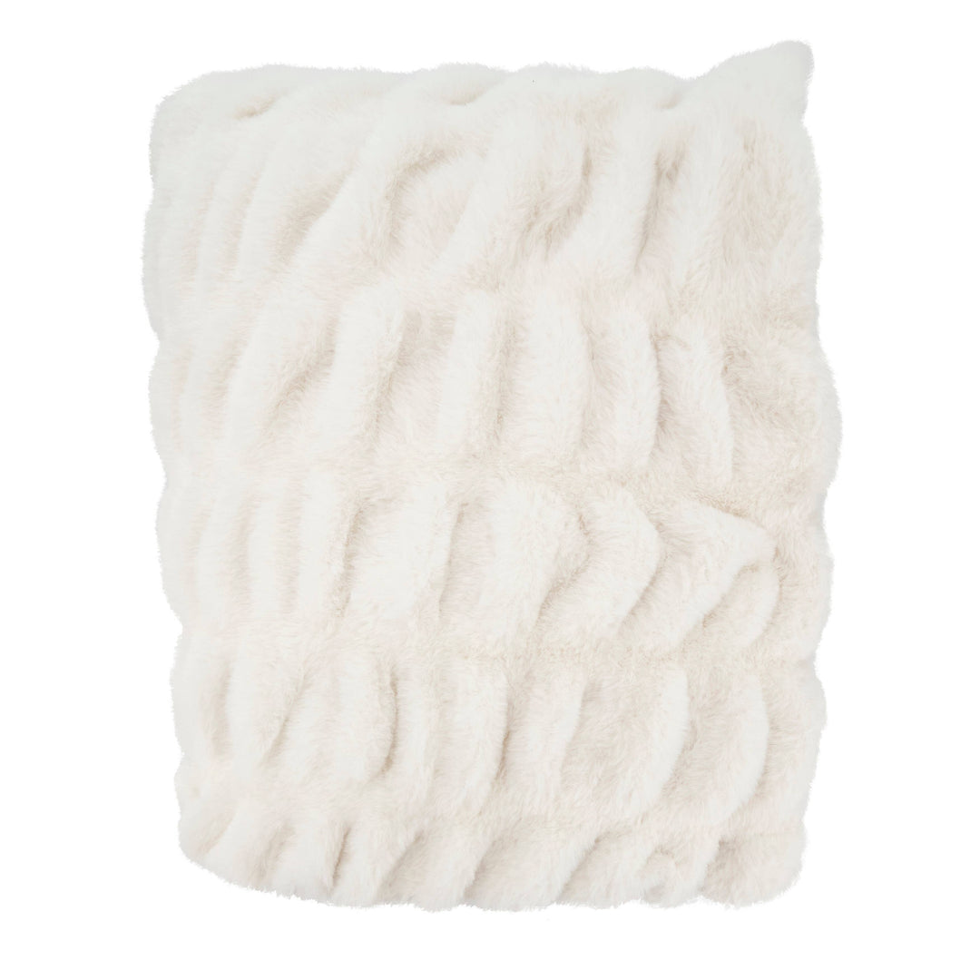 Cuddle Corner Faux Rabbit Fur Throw: White / 50"x60"