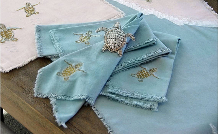 Baby Sea Turtle Embroidered Napkin Set 4
