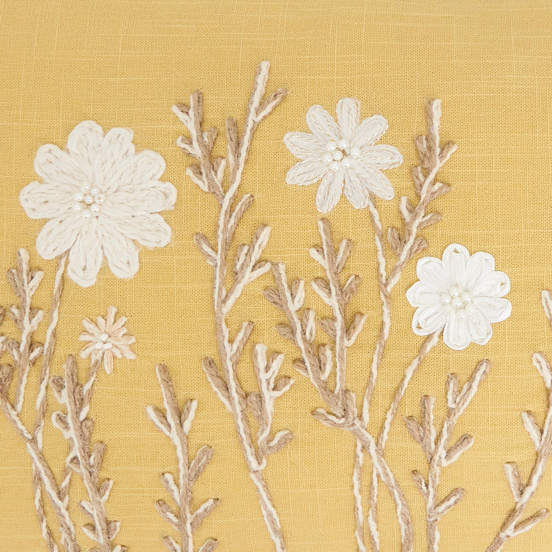 Delicate Floral Pillow: Blue / Down Filled / 14"x20"