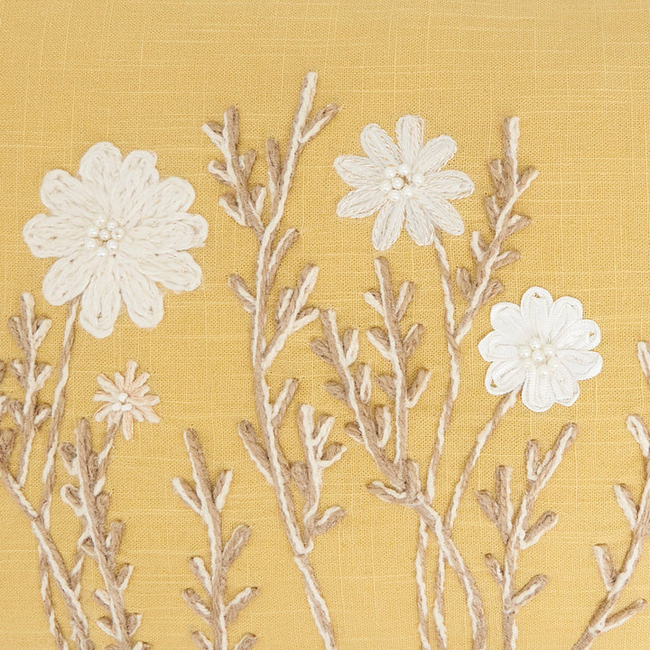 Delicate Floral Pillow: Blue / Down Filled / 14"x20"