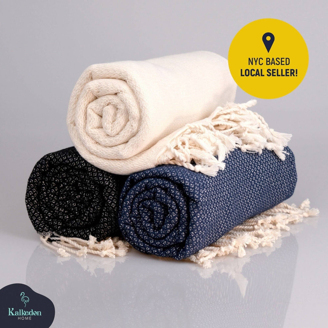 Handwoven Turkish Towel | Throw Blanket | Luxury Beach Towel: Royal Blue