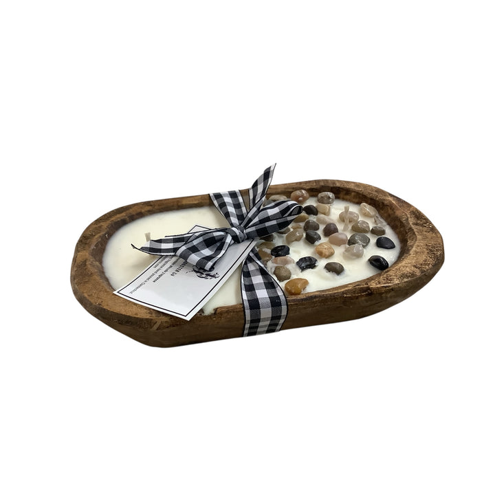 River Rock Embellished Dough Bowl Candle