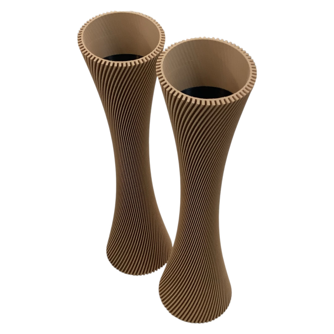 SPIRAL ROSE Vase | Modernized Pottery: Natural Wood / 10 inches / With Insert