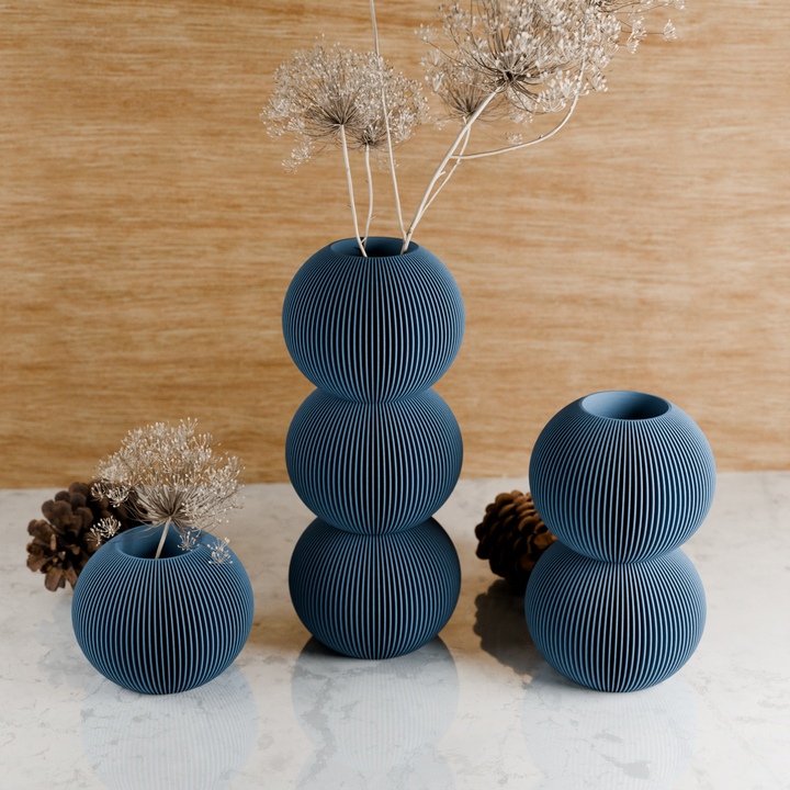 BUBBLE Vase: Double Bubble / Natural Wood / Waterproof Insert