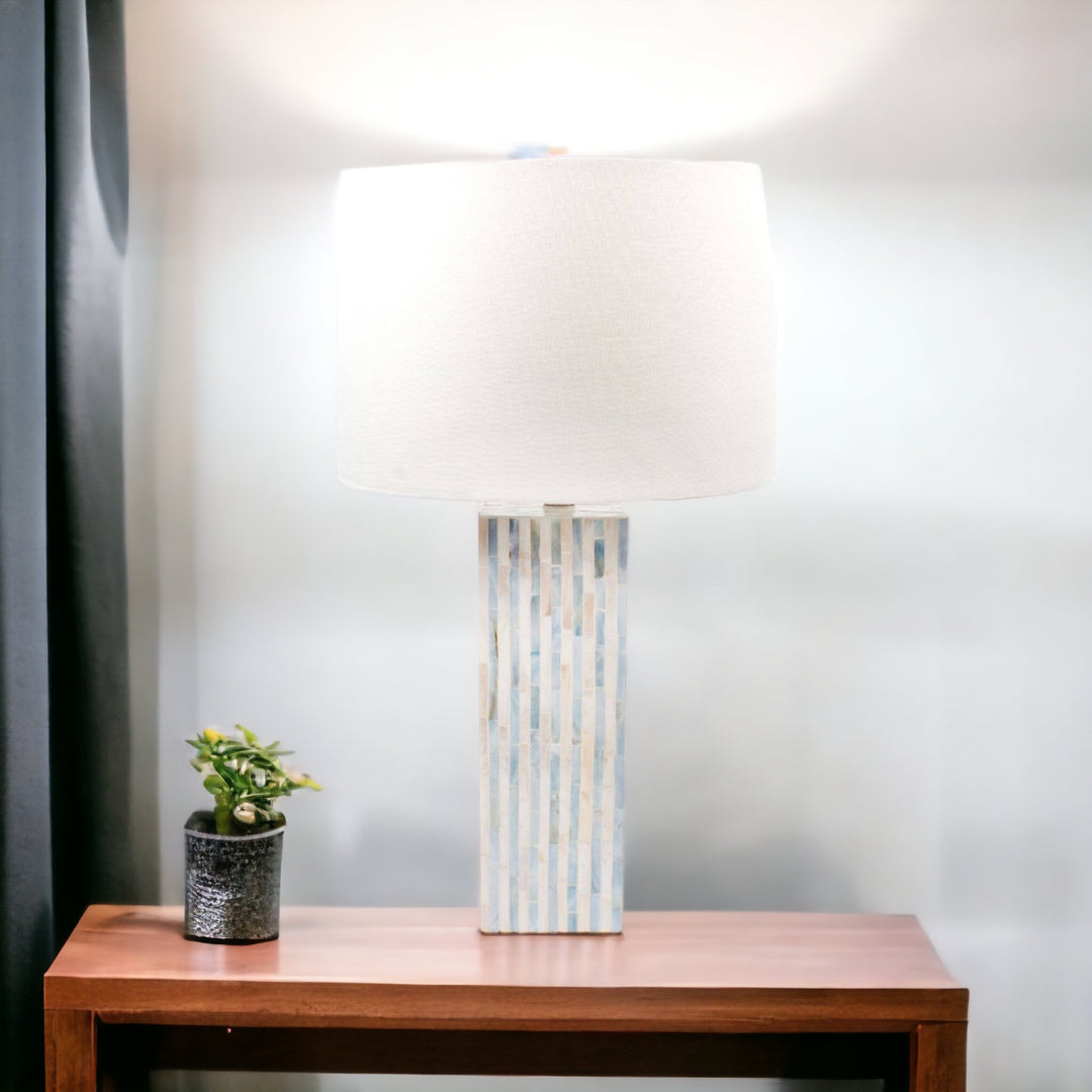 Striped Mother of Pearl Table Lamp