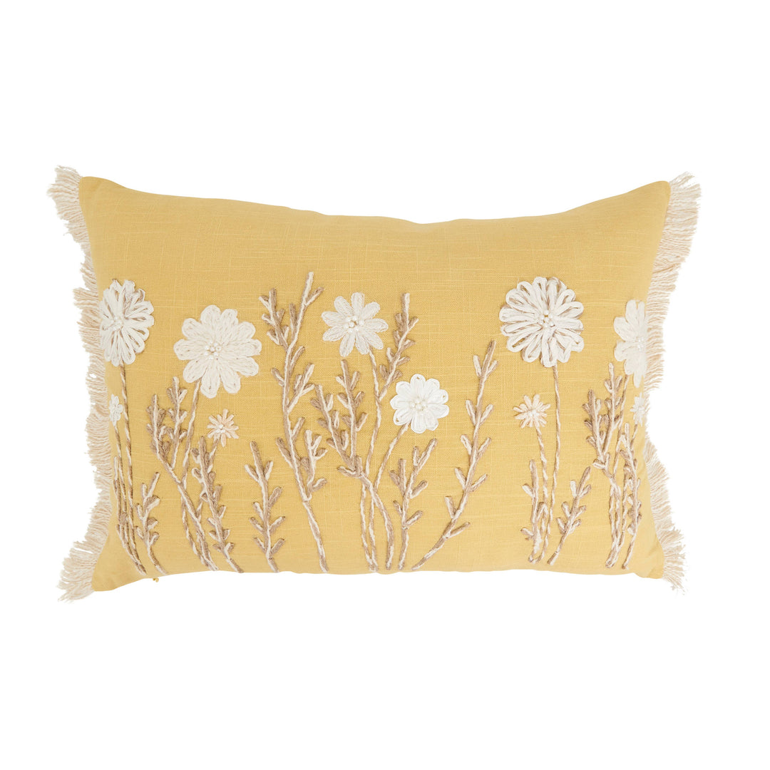 Delicate Floral Pillow: Blue / Down Filled / 14"x20"