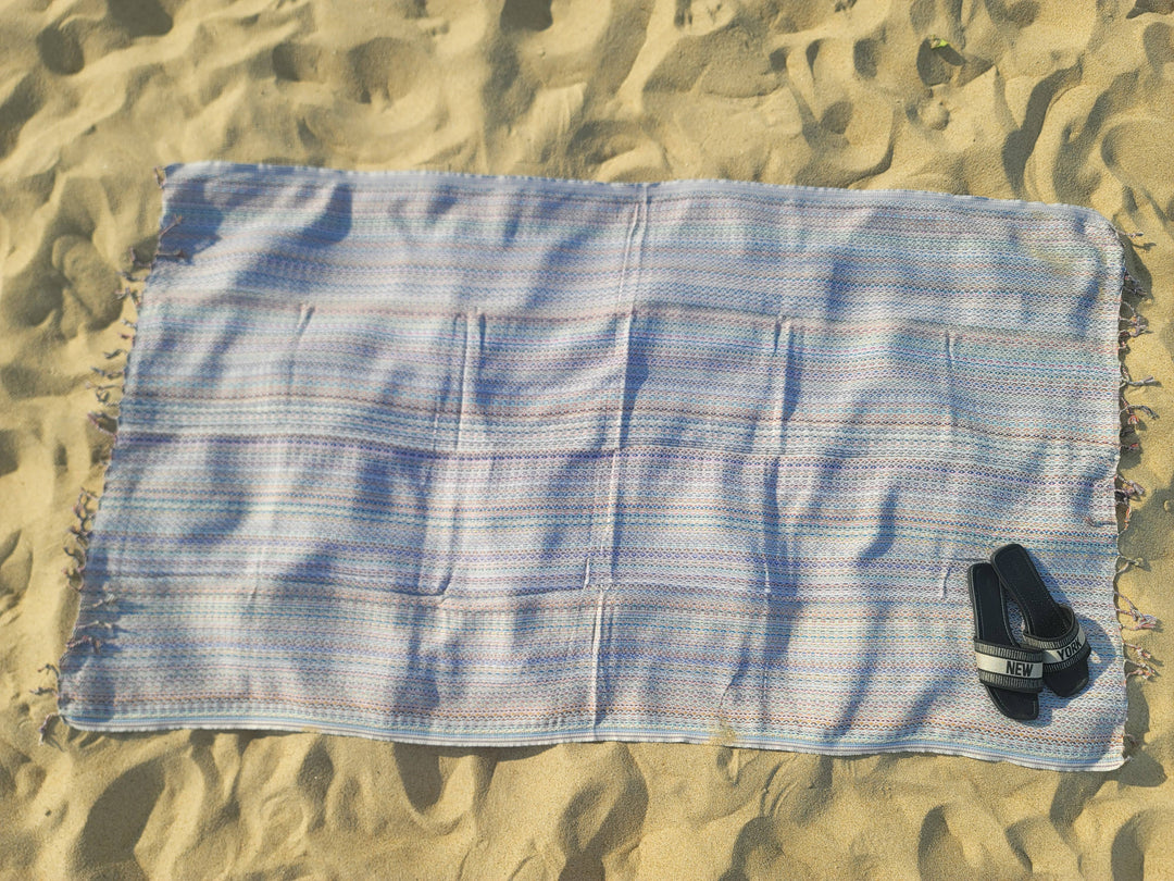 Handwoven Beach Towel | Turkish Towel | Beach Blanket: Beige / Beach Towel (70" x 40")