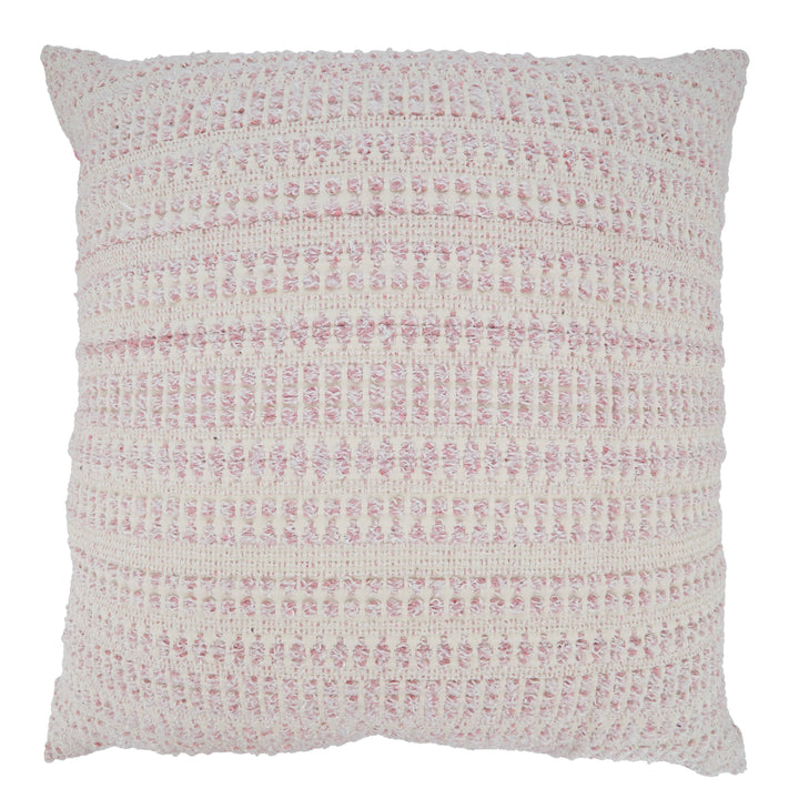 Woven Throw Pillow With Line Design: Blue / Down Filled / 22"
