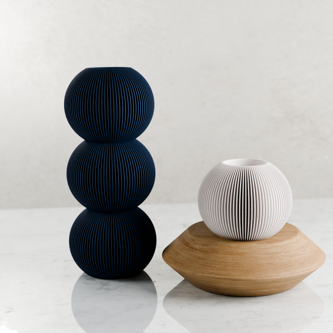 BUBBLE Vase: Single Bubble / Navy Blue / Waterproof Insert