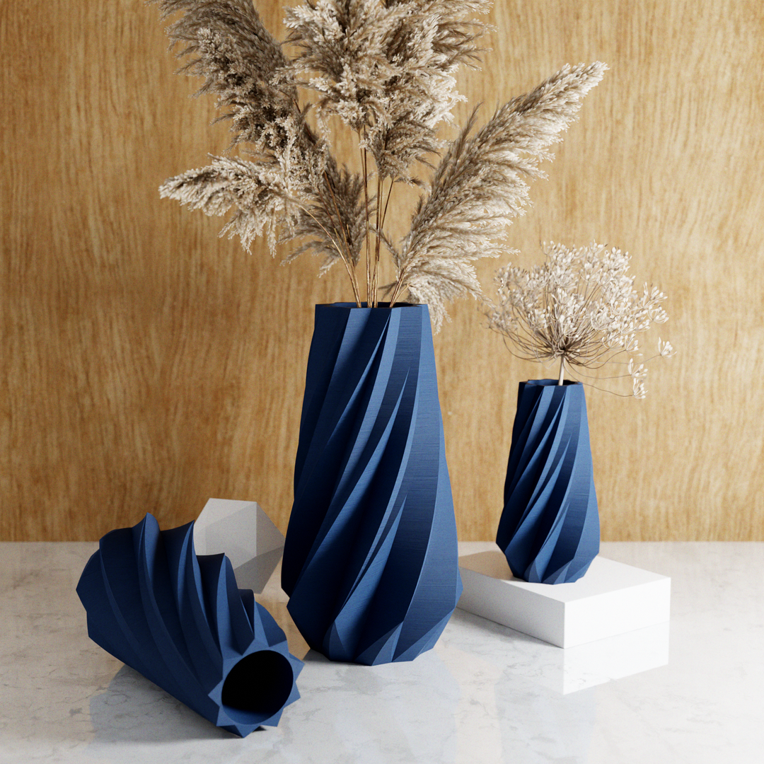 TIMBER Vase: Navy Blue / 10 inches / Waterproof Insert