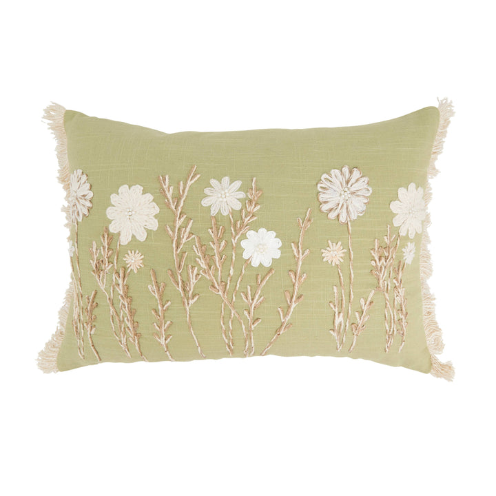 Delicate Floral Pillow: Blue / Down Filled / 14"x20"