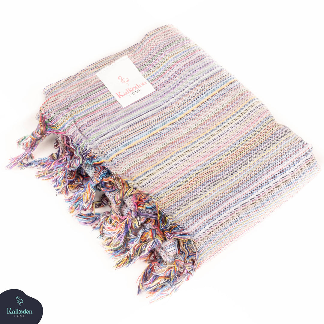 Rainbow Beach Towel | Turkish Towel | Sarong | Beach Wrap: Turquoise