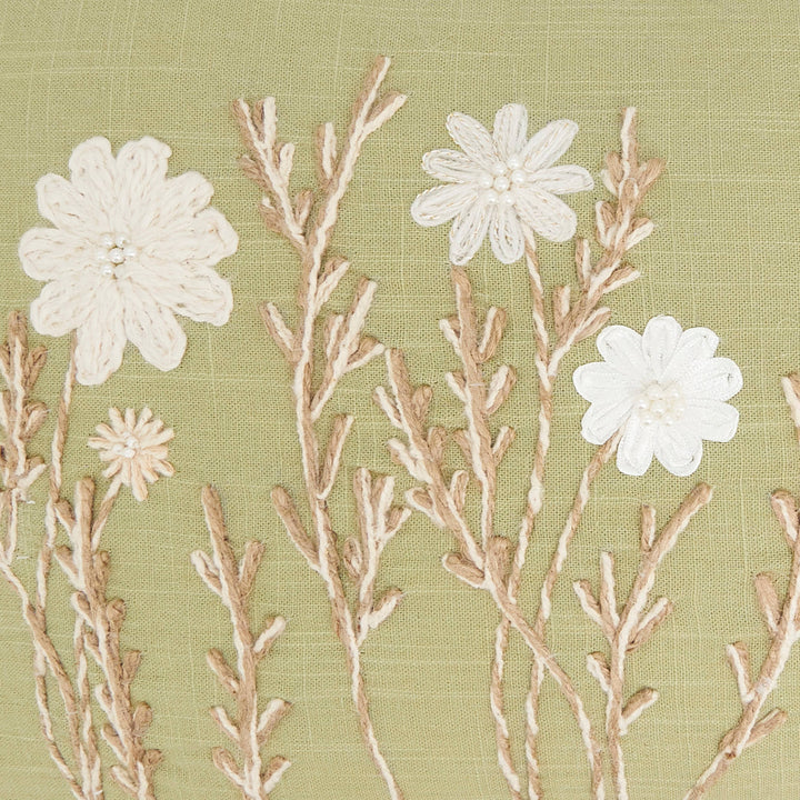 Delicate Floral Pillow: Blue / Down Filled / 14"x20"