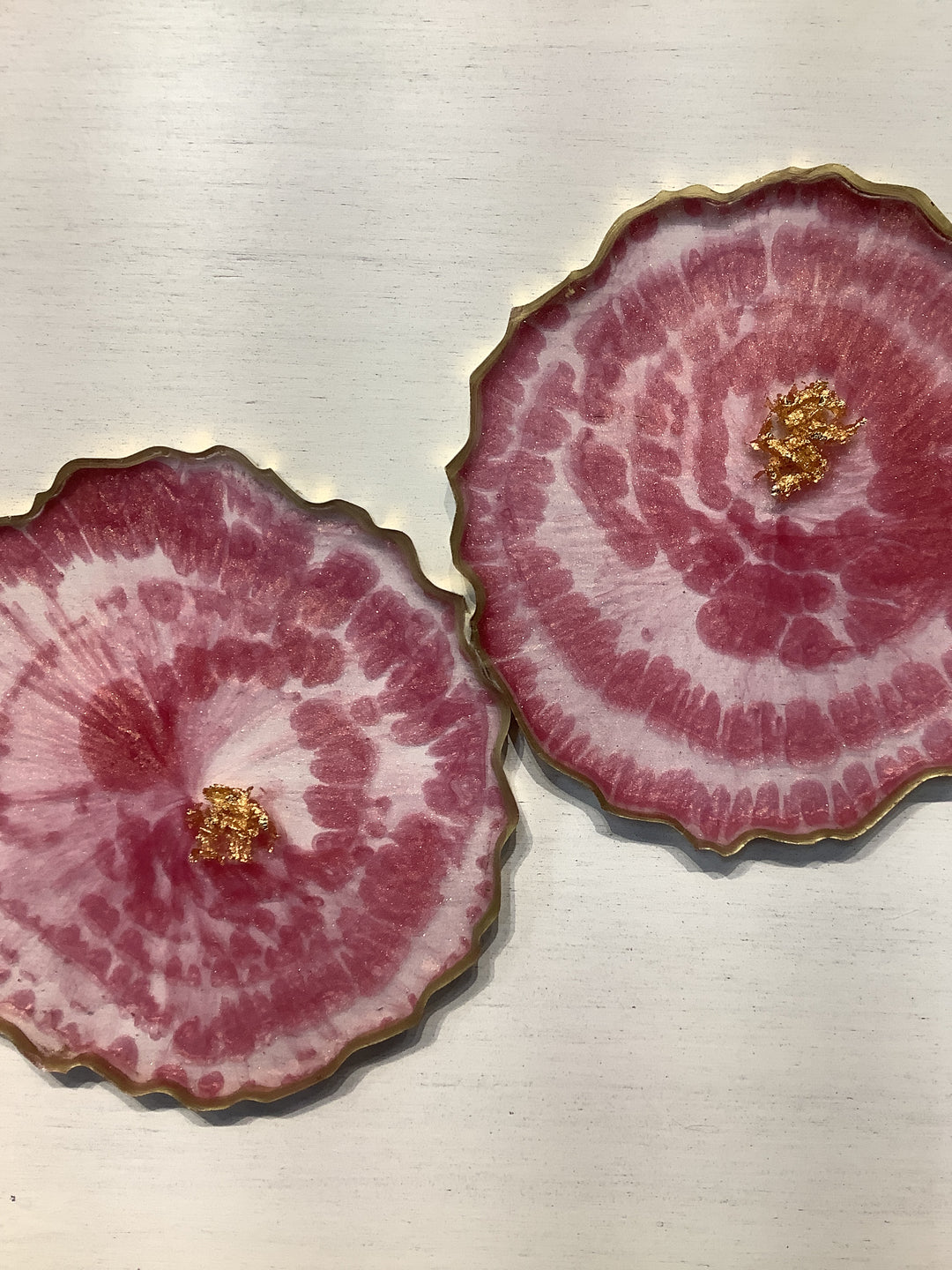 Set of 4 Round Geode Coasters: Rose