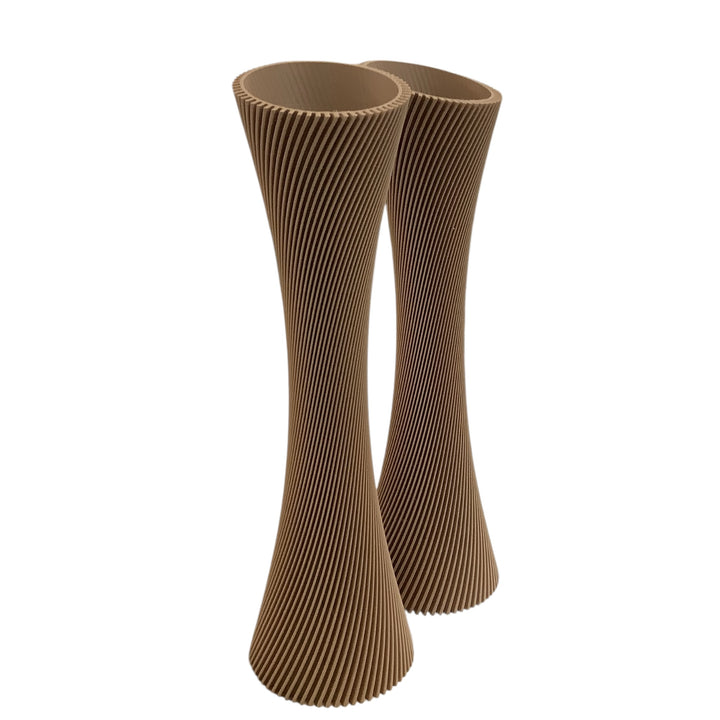 SPIRAL ROSE Vase | Modernized Pottery: Natural Wood / 10 inches / With Insert