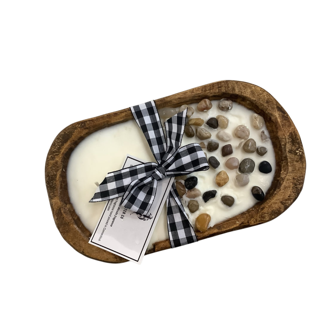 River Rock Embellished Dough Bowl Candle
