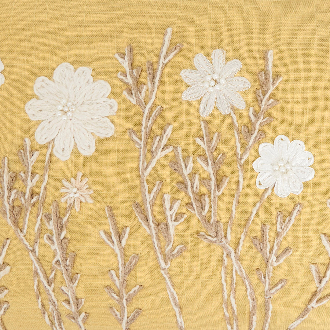 Delicate Floral Pillow: Blue / Down Filled / 14"x20"