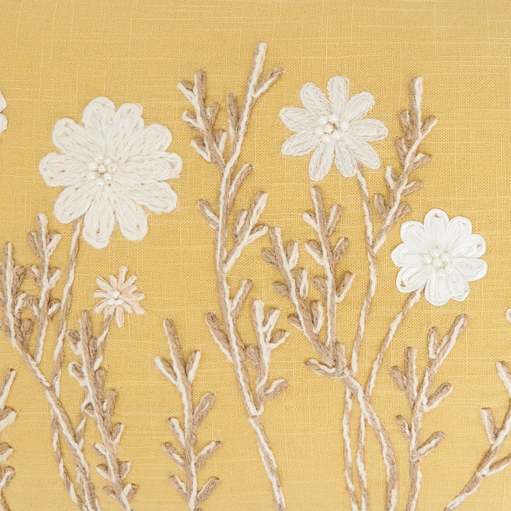 Delicate Floral Pillow: Blue / Down Filled / 14"x20"