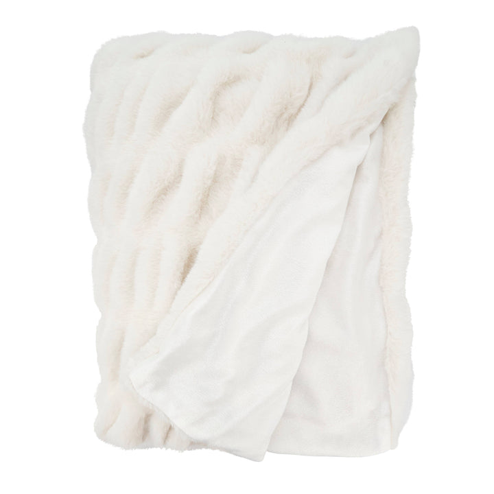 Cuddle Corner Faux Rabbit Fur Throw: White / 50"x60"