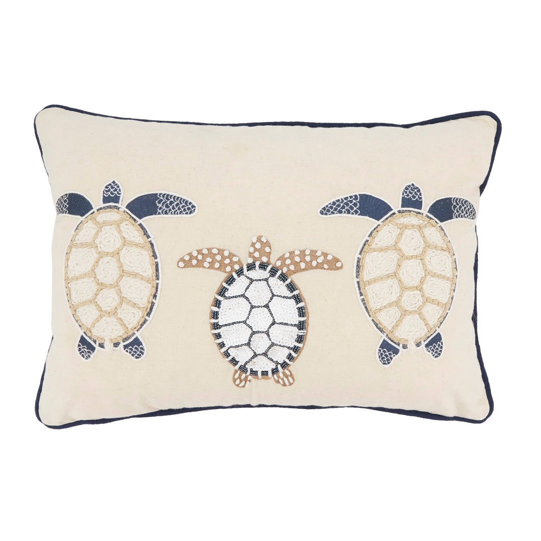 Aquatic Dreams Turtle Throw Pillow: Ivory / Down Filled / 14"x20"
