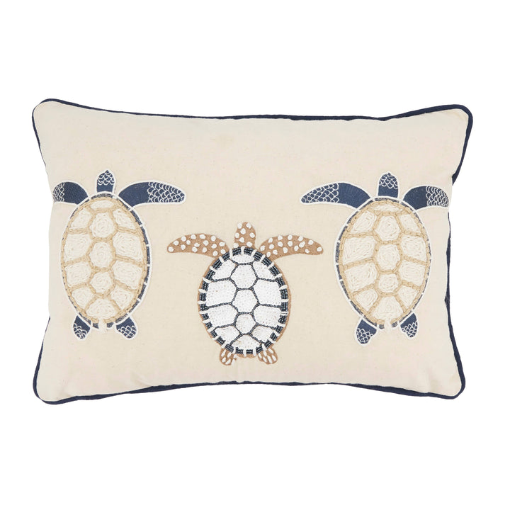 Aquatic Dreams Turtle Throw Pillow: Ivory / Down Filled / 14"x20"