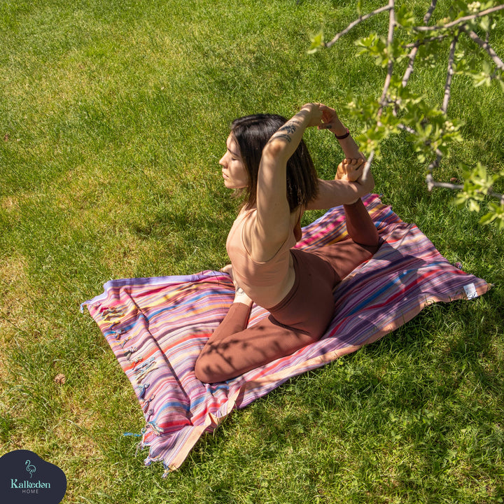 Rainbow Beach Towel | Turkish Towel | Sarong | Beach Wrap: Purple