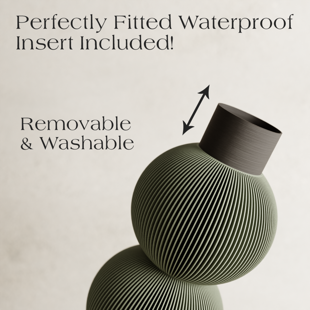 BUBBLE Vase: Double Bubble / Muted Green / Waterproof Insert