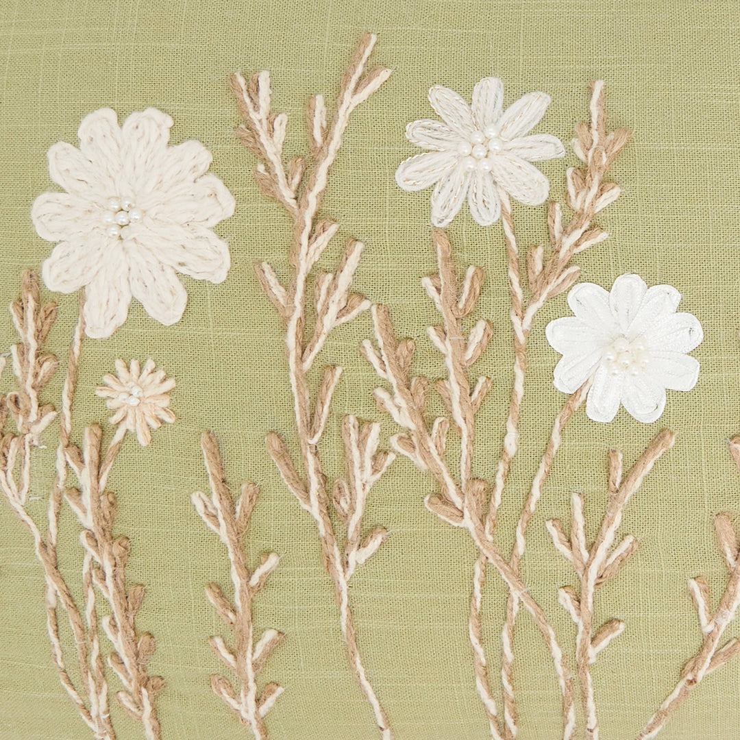 Delicate Floral Pillow: Blue / Down Filled / 14"x20"