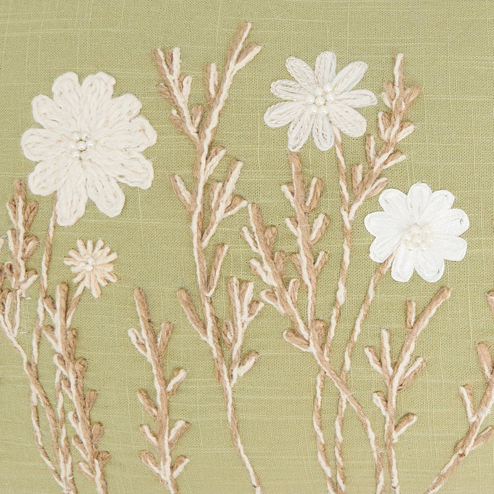 Delicate Floral Pillow: Blue / Down Filled / 14"x20"
