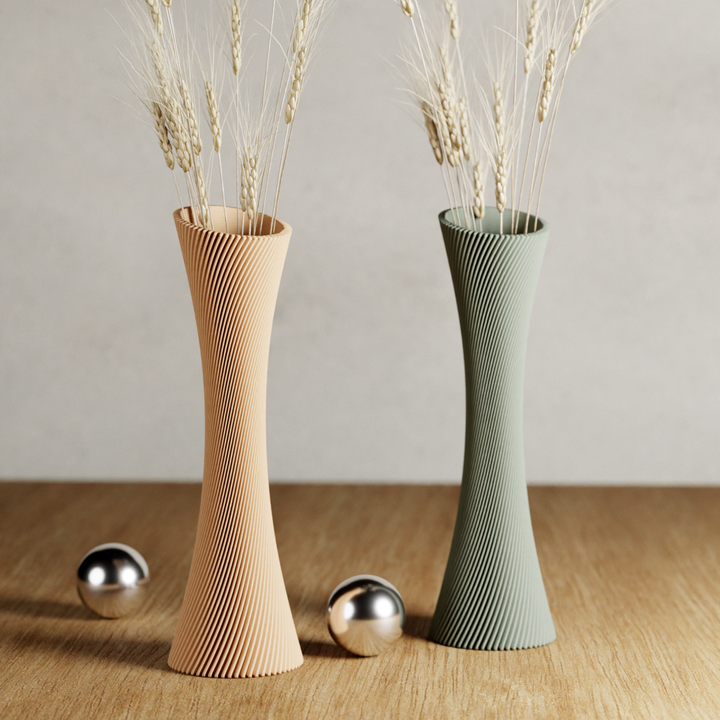 SPIRAL ROSE Vase | Muted Green / 10 inches / With Insert