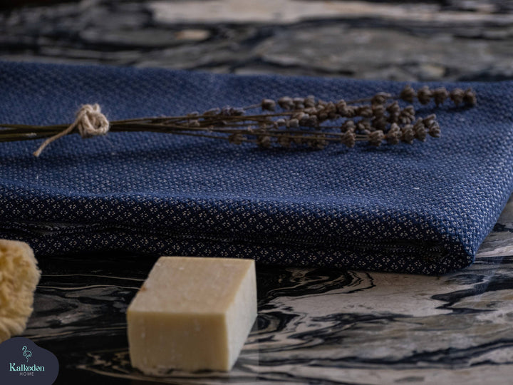 Handwoven Turkish Towel | Throw Blanket | Luxury Beach Towel: Royal Blue