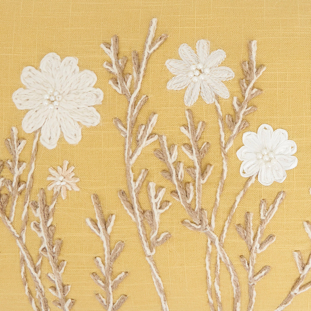 Delicate Floral Pillow: Blue / Down Filled / 14"x20"