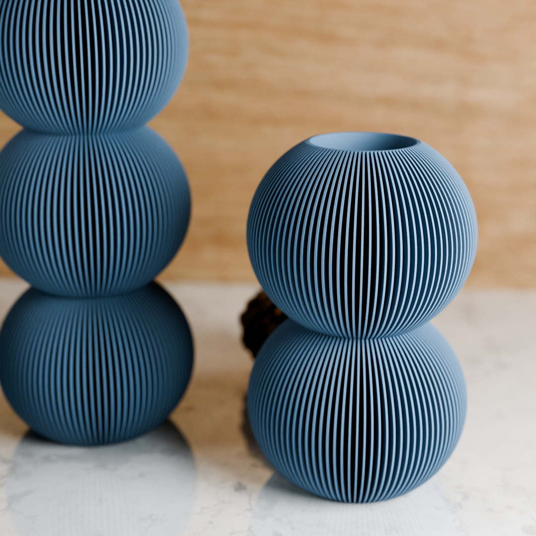 BUBBLE Vase: Single Bubble / Muted Blue / Waterproof Insert