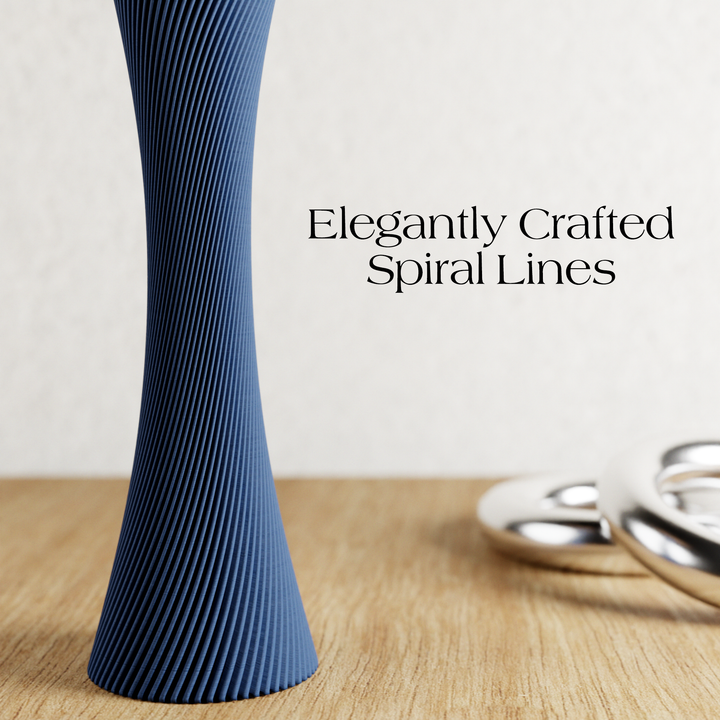 SPIRAL ROSE Vase | Navy Blue / 10 inches / With Insert