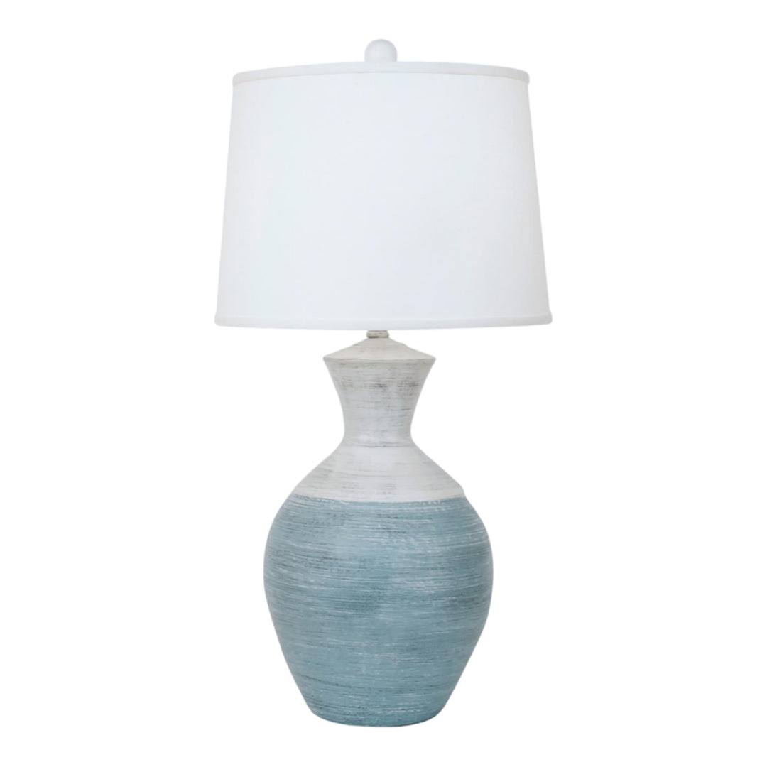 Cottage/Seamist Lined Vase Table Lamp Blue/White Decor