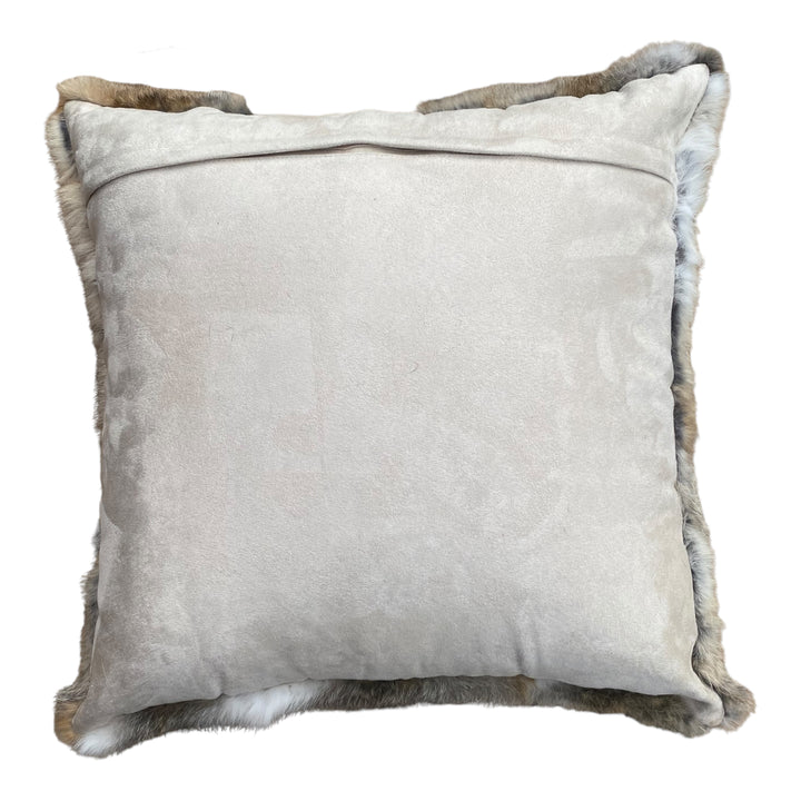 Genuine Luxury Rabbit Fur Brown Pillow 20X20