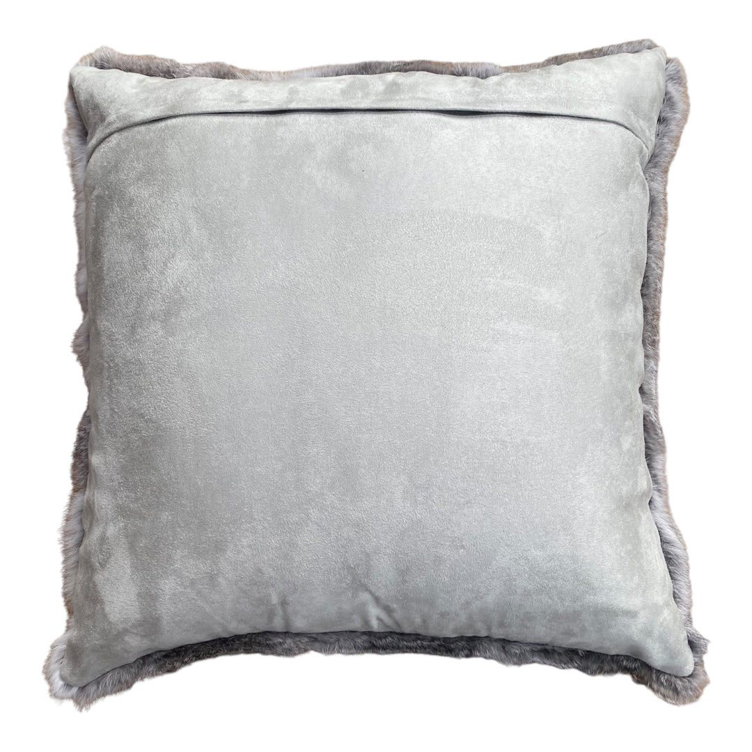 Genuine Luxury Rabbit Fur Grey Pillow 20X20