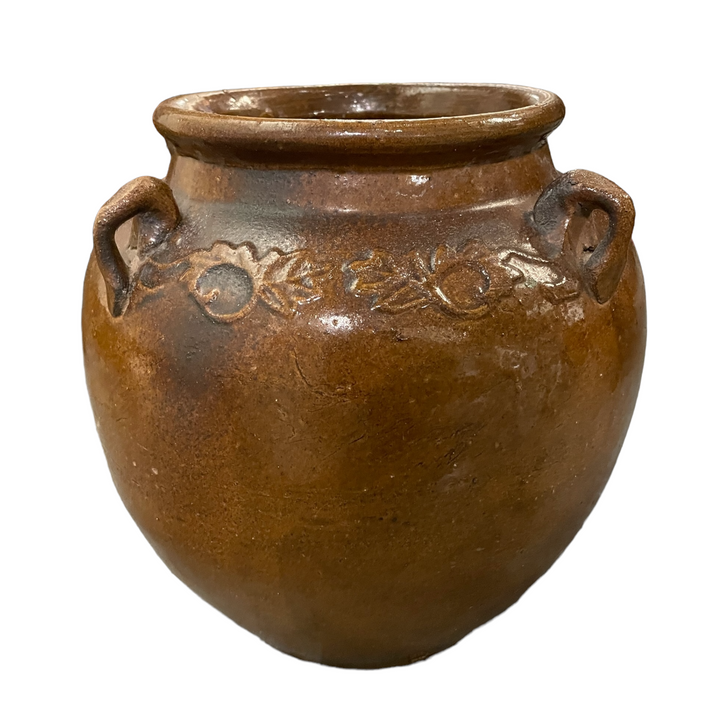 Dark Brown-Glazed Four Handle Pot