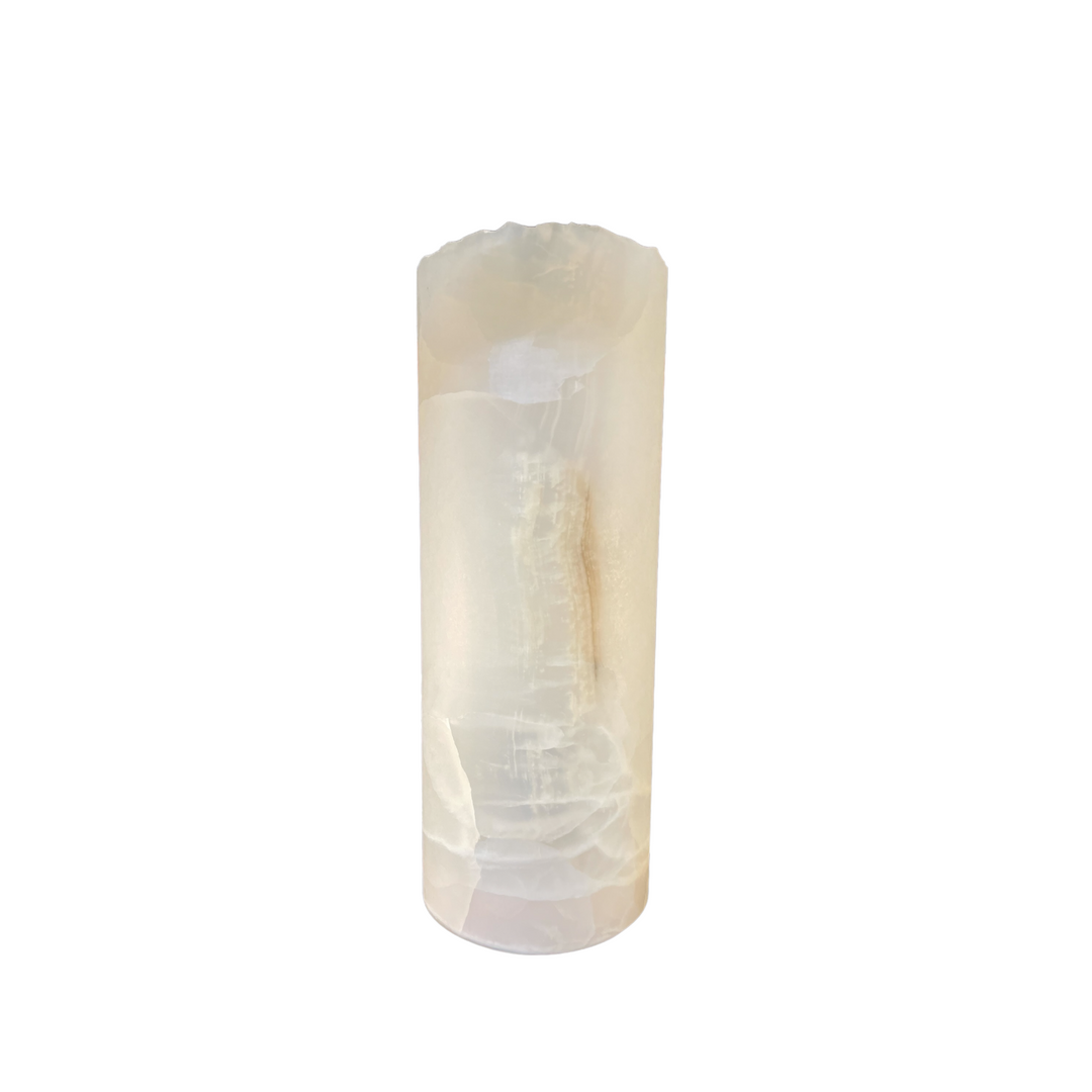 Exotic White Ice Onyx Lamp Live Edge 12" H x 4.5"W