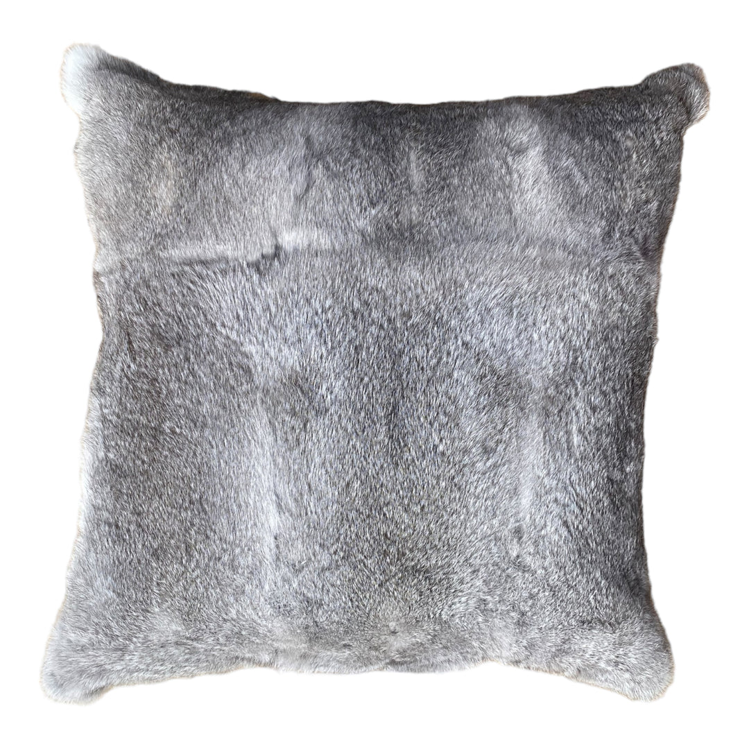 Genuine Luxury Rabbit Fur Grey Pillow 20X20