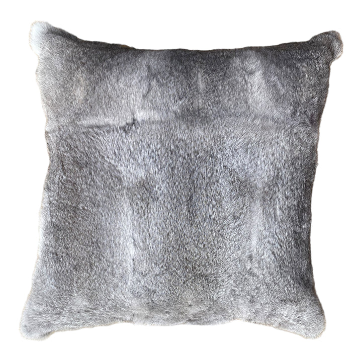 Genuine Luxury Rabbit Fur Grey Pillow 20X20