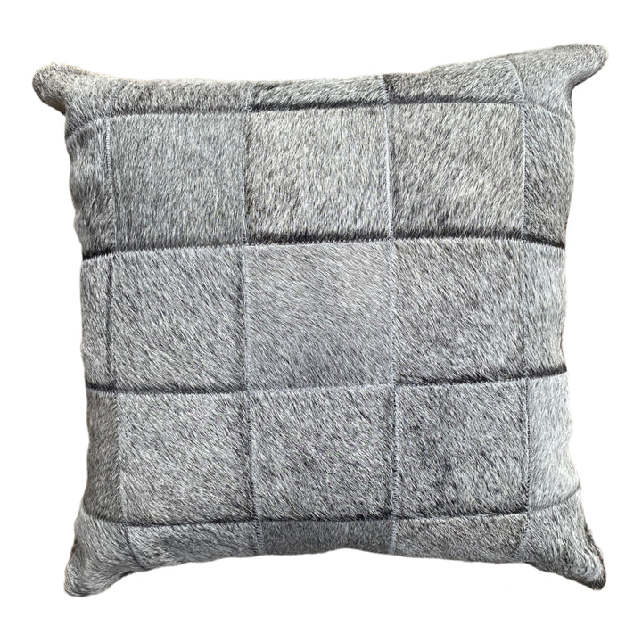Genuine Brazilian Patchwork Cowhide Grey Pillow 20X20