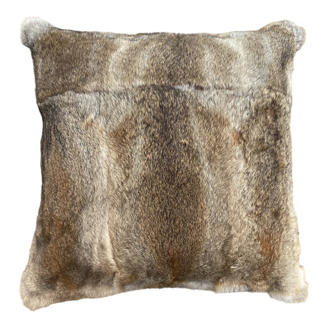 Genuine Luxury Rabbit Fur Brown Pillow 20X20