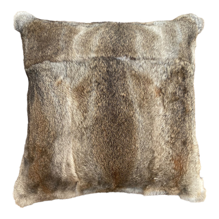 Genuine Luxury Rabbit Fur Brown Pillow 20X20
