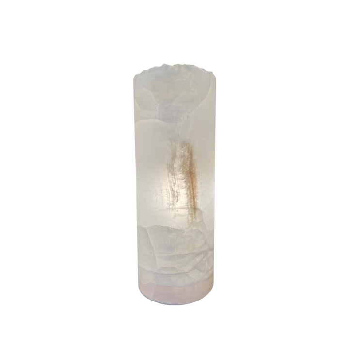 Exotic White Ice Onyx Lamp Live Edge 12" H x 4.5"W
