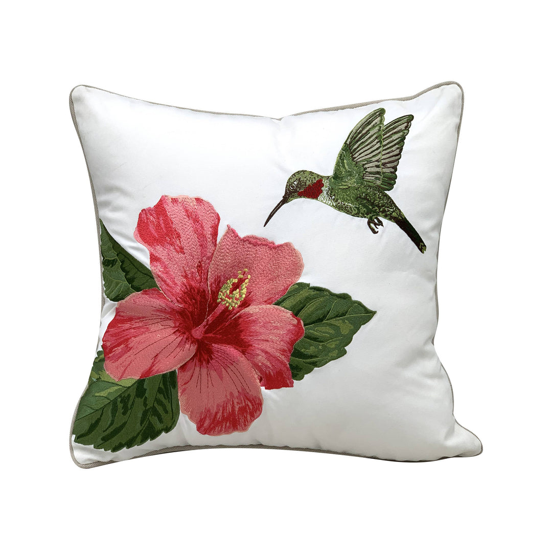 Hummingbird & Hibiscus Indoor/Outdoor Pillow