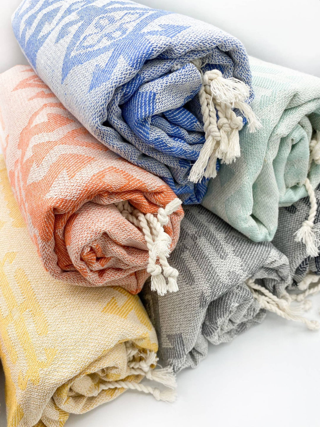 Mexican Blanket | Aztec Throw | Turkish Cotton Beach Towel: Aqua
