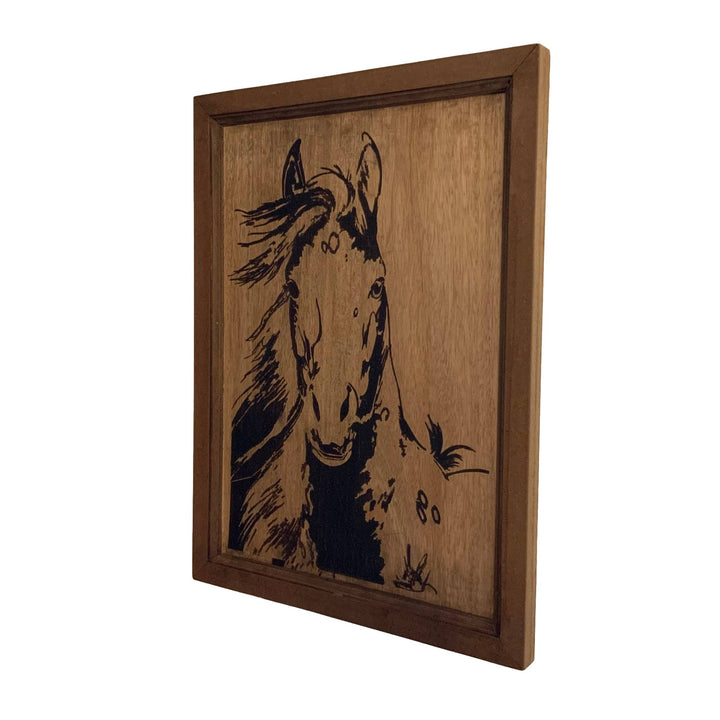 Branding Iron Horse Design Laser Etched Wall Art Panel