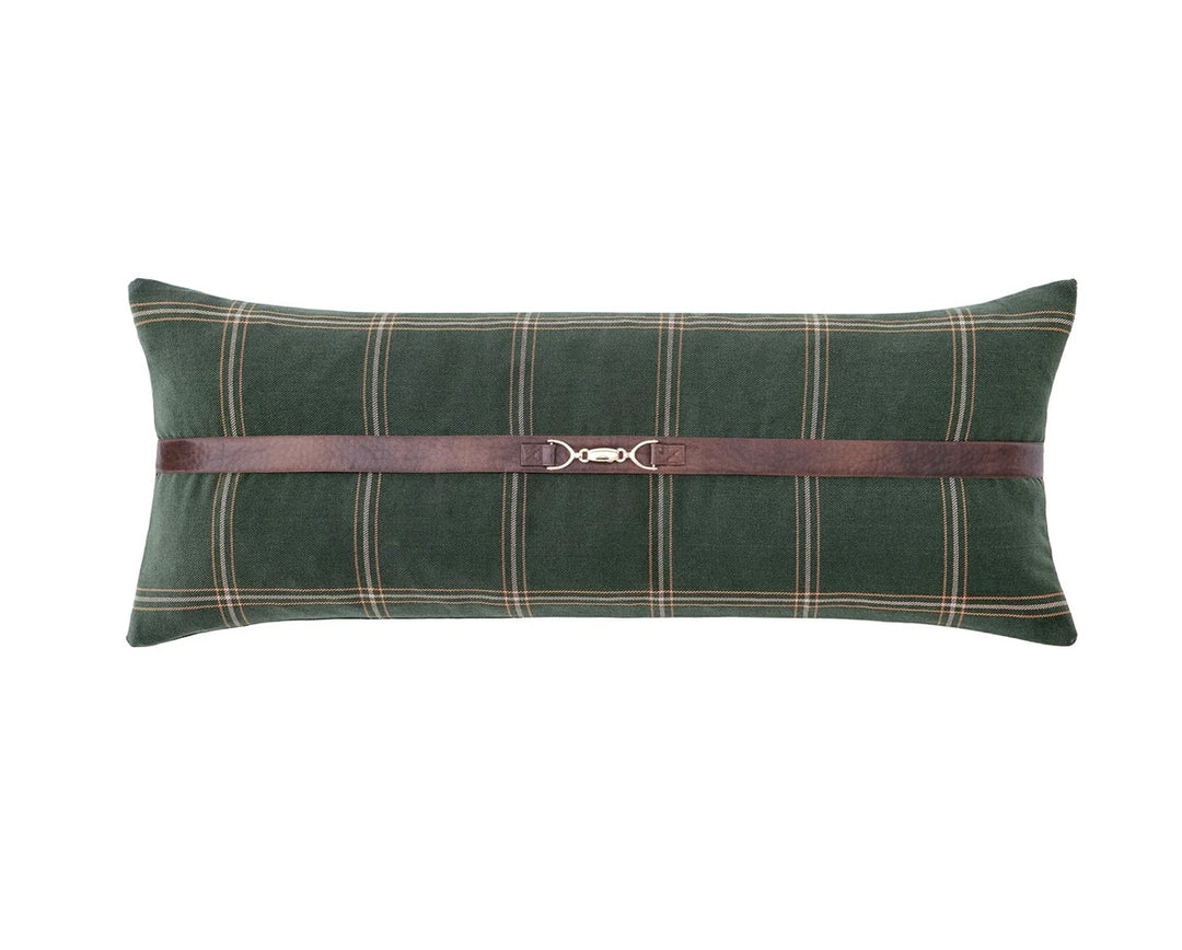 Tweed Buckle Detailed Lumbar Pillow 14x36 brown