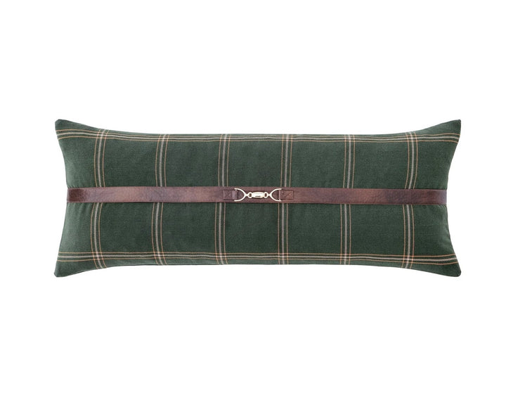 Tweed Buckle Detailed Lumbar Pillow 14x36 brown